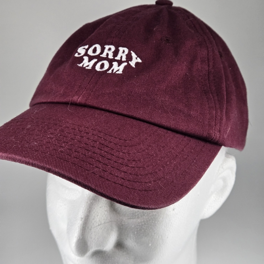 SORRY MOM dark red dad hat